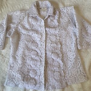 Vtg Carefree Fashion Lace Button Up